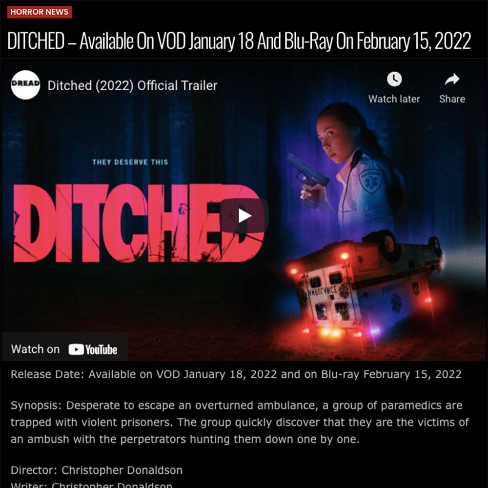 DITCHED – Available On VOD January 18 And Blu-Ray On February 15, 2022